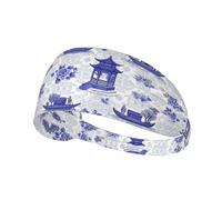 Headbands Head Bands Sweat Band Hair Wrap Headwrap Fashion Workout Yoga Elastic Headbands Running Sports Headband Sweatbands for Women and Men (light blue flowers cool dragons floral)