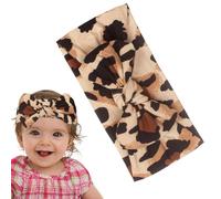 Headbands, Headbands with Bows - Wide Leopard Headband | Soft Stretchy Bow Headband for Baby Girls 0-2 Years