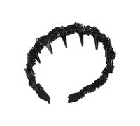 Headbands - Pearl Head Bands | Skull Bead Head Bands | Elegant Handmade Hair Accessories | Boho Skull Beads Headbands for Chic Hairstyles | Wavy Headband with Teeth, Wide P