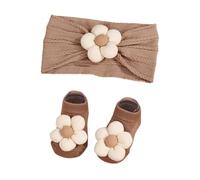 Headbands - Soft and Non-Slip Clothing, Floral Pattern Socks Headbands Set | For Girls Walk, Photo , Christening , Holiday, Home, Outdoor, Birthday, Ceremony, Daily