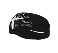 Headbands with God All Things are Possible Christian Faith Retro Sports Denim 1 Sweatband for Women Men-Yoga Sweat Band Elastic Wide Hair Bands for Sports Fitness