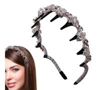 Headbands with Teeth | Elegant Braid Rhinestones Headbands with Teeth | Hair Hoop Anti-Slip Fashion Head Bands for Wedding Birthday Holiday Brides Party Bridesmaids Travel