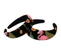 Headbands Women Hair Head Bands 2 Pieces Wide Top Turban Velvet Hair Bands Elastic Headband Christmas Flamingo-21 Fashion Head Wrap, 2 Size