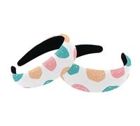 Headbands Women Hair Head Bands 2 Pieces Wide Top Turban Velvet Hair Bands Elastic Headband Colorful Doodle Dots Pattern Fashion Head Wrap, 2 Size