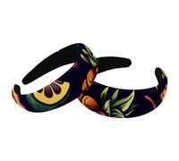 Headbands Women Hair Head Bands 2 Pieces Wide Top Turban Velvet Hair Bands Elastic Headband Exotic Fruits Cute Fashion Head Wrap, 2 Size