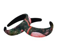 Headbands Women Hair Head Bands 2 Pieces Wide Top Turban Velvet Hair Bands Elastic Headband Flamingo-777 Fashion Head Wrap, 2 Size