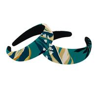 Headbands Women Hair Head Bands 2 Pieces Wide Top Turban Velvet Hair Bands Elastic Headband Green Tropical Jungle Palm Leaves Fashion Head Wrap, 2 Size