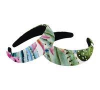 Headbands Women Hair Head Bands 2 Pieces Wide Top Turban Velvet Hair Bands Elastic Headband Ink Paint Cactus Red Rose Flowers Cute Fashion Head Wrap, 2 Size