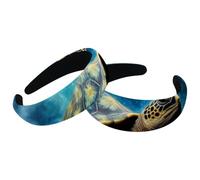 Headbands Women Hair Head Bands 2 Pieces Wide Top Turban Velvet Hair Bands Elastic Headband Sea Turtle-225 Fashion Head Wrap, 2 Size