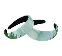 Headbands Women Hair Head Bands 2 Pieces Wide Top Turban Velvet Hair Bands Elastic Headband Watercolor Landscape Forest Mountains Fashion Head Wrap, 2 Size
