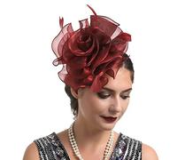 Headbands Women's Winter Beaded Hat for Women, Wedding, Cocktail, Mesh, Feathers, Hair Clip, Tea Party Headband, Sweatbands Set, Neon (One Size)