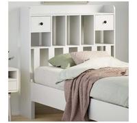 Headboard 180 cm White Solid Pinewood Storage with 6 Compartments 2 Drawers Tall