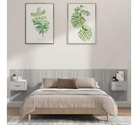 Headboard + 2 Floating Bedside Cabinets Grey Sonoma Engineered Wood 200x1.5x80cm