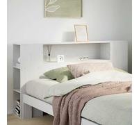 Headboard 200cm White Solid Pinewood with 7 Storage Compartments Freestanding