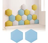 Headboard,2pcs Hexagon Wall Panels, Self-Adhesive Anti- for ', Light Blue, 25x29cm for and