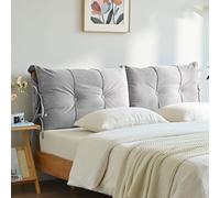 Headboard Back Cushion Bolster Small Cashmere Large Reading Pillow, Washable Anti-collision Upholstered Bed Headboard Cover Wooden/iron Bed Backrest Support Cushion Bedroom Decor(150x55x12cm,Gray)