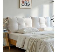 Headboard Back Cushion Bolster Small Cashmere Large Reading Pillow, Washable Anti-collision Upholstered Bed Headboard Cover Wooden/iron Bed Backrest Support Cushion Bedroom Decor(150x55x12cm,Beige)