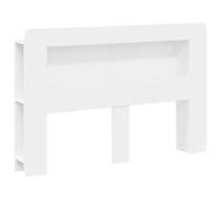 Headboard Cabinet 153.5x18.5x100cm White Engineered Wood Storage Shelves Modern
