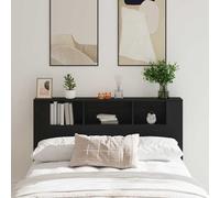 Headboard cabinet 160 cm Black oak engineered wood with shelf storage modern