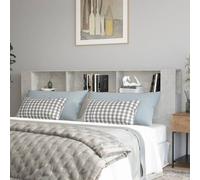 Headboard Cabinet 220 cm Concrete Grey Engineered Wood Slim 18.5 cm Modern Wall