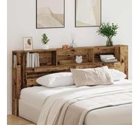 Headboard cabinet 220 cm wall-mounted engineered wood shelf Old wood slimprofile