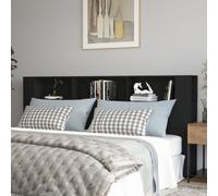 Headboard Cabinet 220cm Black Engineered Wood Wall-Mounted Shelf Bed Storage UK
