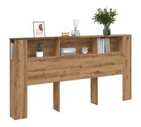 Headboard Cabinet Artisian Oak 200x18.5x102.5cm Engineered Wood 3-Shelf Storage