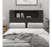 Headboard cabinet black 120 cm engineered wood wall-mounted concealed storage