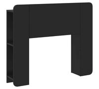 Headboard Cabinet Black Engineered Wood U-Shape 119.5x18.5x80cm Wallfix Storage