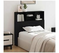 Headboard cabinet Black Oak 100x19x103.5cm Engineered Wood Wall-Mounted Shelves.
