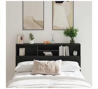 Headboard cabinet Black Oak 160 x 19 x 103.5 cm Wall-mounted storage shelf unit