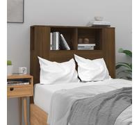 Headboard Cabinet Brown Oak Engineered Wood 100x18.5x102.5 cm Wall Shelf Bed XL