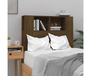 Headboard Cabinet Brown Oak Engineered Wood 100x18.5x102.5 cm Wall Shelf Bed XL