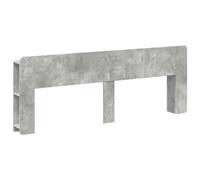 Headboard Cabinet Concrete Grey 215x18.5x80 cm Engineered Wood U-Shape Storage.