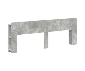 Headboard Cabinet Concrete Grey 215x18.5x80 cm Engineered Wood U-Shape Storage.
