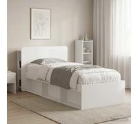 Headboard Cabinet High Gloss White 119.5cm Engineered Wood U-Shape Storage 80cmH