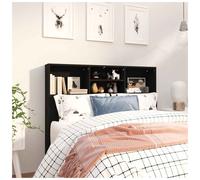 Headboard cabinet slim black engineered wood 120x19x103.5cm wall-mounted bedside