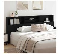 Headboard Cabinet Slim Wall-Mount Black Oak 220x19x103.5cm Engineered Wood Shelf