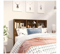 Headboard Cabinet Slim Wall-Mounted Smoked Oak 120x19x103.5 cm Storage Shelves