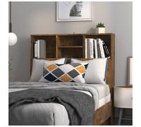 Headboard Cabinet Smoked Oak 100x19x103.5 cm Engineered Wood Slim Wall-Mount Pro