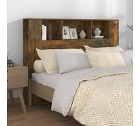 Headboard cabinet Smoked Oak 140 cm Slim Wall-Mount Engineered Wood Storage Unit