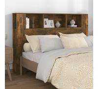 Headboard Cabinet Smoked Oak 160 cm Engineered Wood Wall-Mounted Storage Shelves