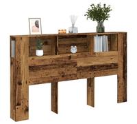 Headboard Cabinet Smoked Oak 180x18.5x102.5 cm Engineered Wood Shelf 3pc Storage