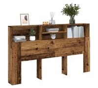 Headboard Cabinet Smoked Oak 180x19x103.5cm Engineered Wooden Wall Shelf Storage