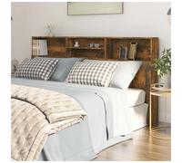 Headboard Cabinet Smoked Oak 200x19x103.5cm Wall-Mounted Slim Storage w/Shelves