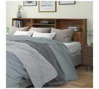 Headboard cabinet Smoked Oak engineered wood 220x19x103.5 cm wall-mounted shelf