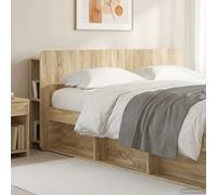 Headboard Cabinet Sonoma Oak 182.5x18.5x80cm Engineered Wood U-Shape Storage Bed
