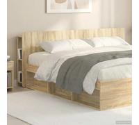 Headboard Cabinet Sonoma Oak 193.5x18.5x80cm Engineered Wood U-Shape Storage Box