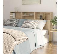 Headboard Cabinet Sonoma Oak 200x19x103.5cm Engineered Wood 4-Compartment Shelf