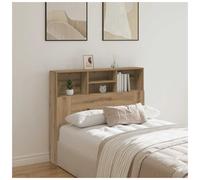 Headboard cabinet wall-mounted 120x19x103.5cm artisan oak engineered wood shelf